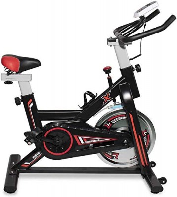 WXWS Indoor Cycling Spin Exercise Bike Stationary - for Home Gym with 40 lbs Flywheel , Comfortable Seat Cushion, Silent Belt Drive (Black and Red)